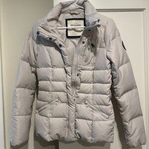 A&F White Puffer Coat